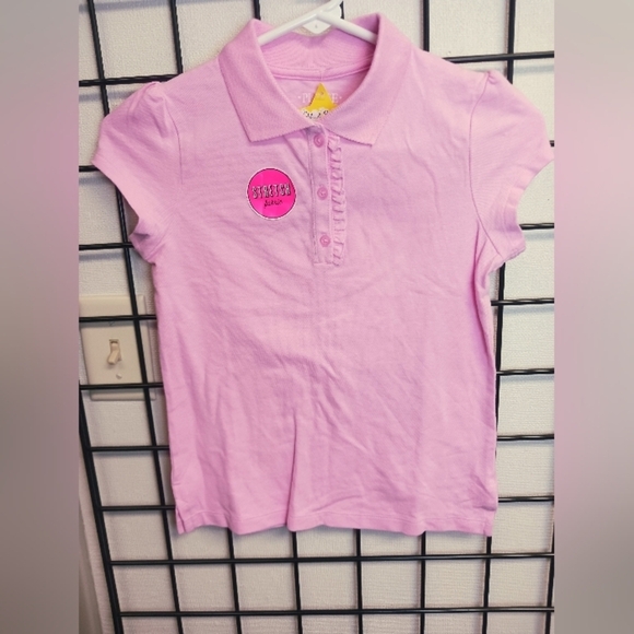 The Children’s Place Girls Ruffle Pique Polo - Sparklpink Size Medium 7/8 - Picture 3 of 5